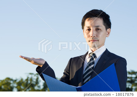 Recommend to have a file with a blue sky Back Businessman Sunset Morning glow Dawn image 18017876