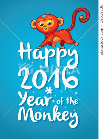 Happy 2016 Year of the Red Monkey. Funny cartoon 18018536