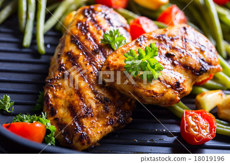 Grilled chicken breast in different variations Grilled chicken breast in different variations 18019196