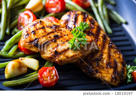 Grilled chicken breast in different variations Grilled chicken breast in different variations 18019197