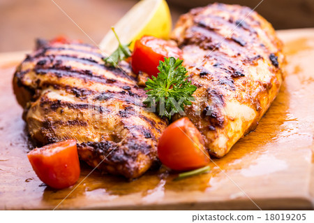 Grilled chicken breast in different variations Grilled chicken breast in different variations 18019205