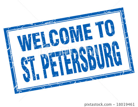 St. Petersburg blue square welcome isolated stamp St. Petersburg blue square welcome isolated stamp 18019461