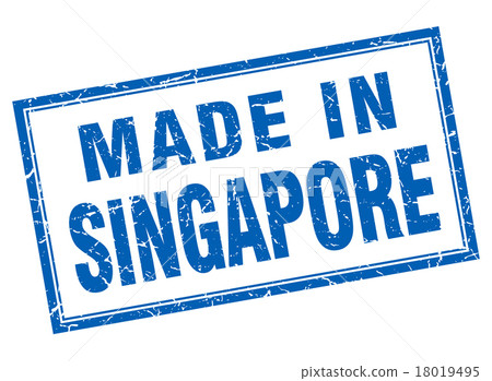 Singapore blue square grunge made in stamp Singapore blue square grunge made in stamp 18019495