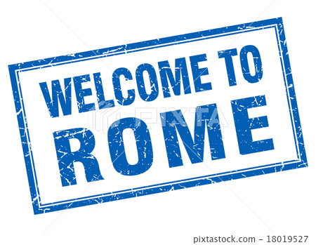 Rome blue square grunge welcome isolated stamp - Stock Illustration ...