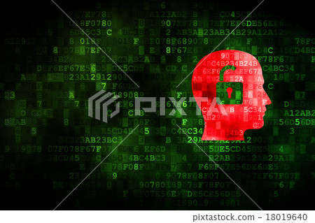 Finance concept: Head With Padlock on digital Finance concept: Head With Padlock on digital 18019640