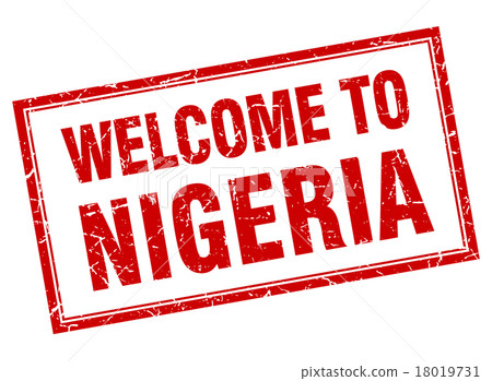 Nigeria Red Square Grunge Welcome Isolated Stamp - Stock Illustration ...