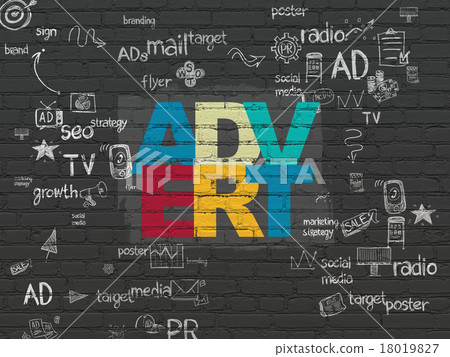 Advertising concept: Advert on wall background Advertising concept: Advert on wall background 18019827