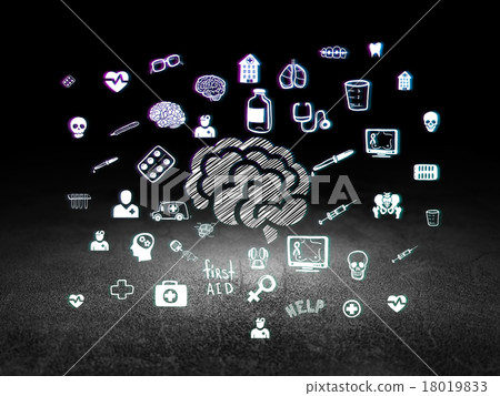 Health concept: Brain in grunge dark room Health concept: Brain in grunge dark room 18019833