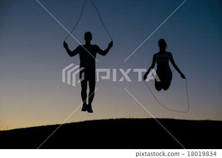 Morning warm-up on a skipping rope. Morning warm-up on a skipping rope. 18019834