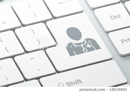 Health concept: Doctor on computer keyboard Health concept: Doctor on computer keyboard 18019983