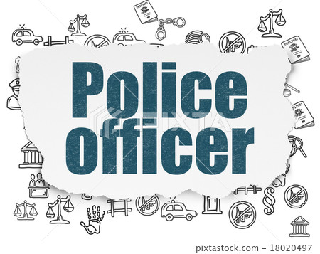 Law concept: Police Officer on Torn Paper 18020497