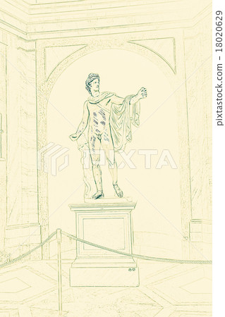 Tourists admire Apollo Belvedere in Vatican 18020629