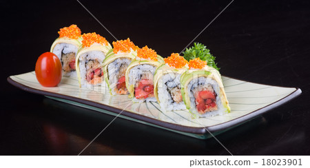 japanese cuisine. sushi on the background japanese cuisine. sushi on the background 18023901
