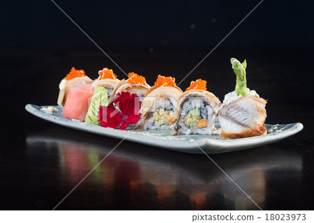 japanese cuisine. sushi on the background 18023973