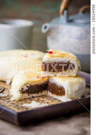 Homemade mooncake and tea Homemade mooncake and tea 18024498