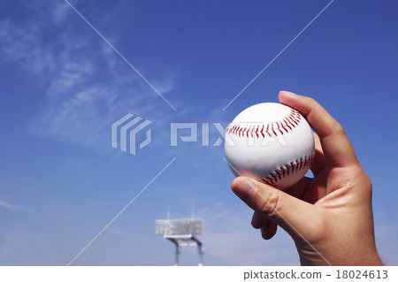Baseball ball and blue sky Baseball ball and blue sky 18024613