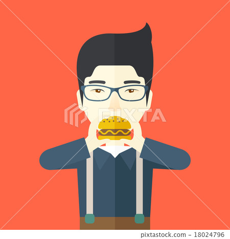 Man eating hamburger.  18024796