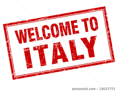 Italy red square grunge welcome isolated stamp Italy red square grunge welcome isolated stamp 18025755