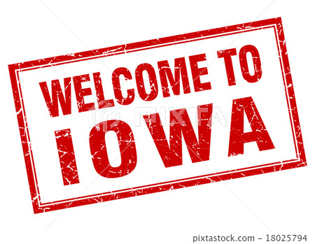 Iowa red square grunge welcome isolated stamp - Stock Illustration ...