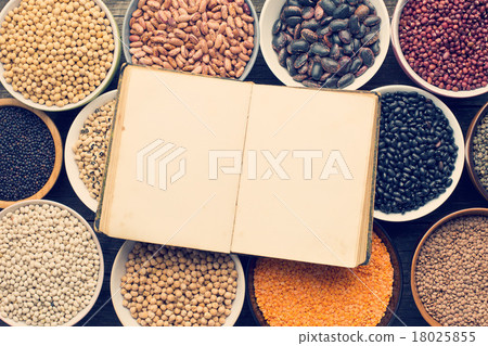 various legumes and blank recipe book 18025855