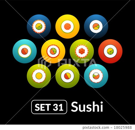 Flat icons vector set 31 - sushi collection 18025988