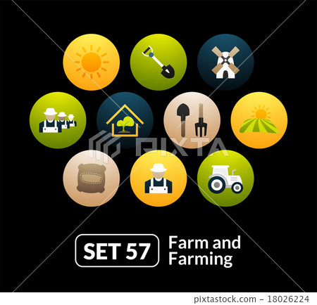 Flat icons set 57 - farm and farming - Stock Illustration [18026224 ...