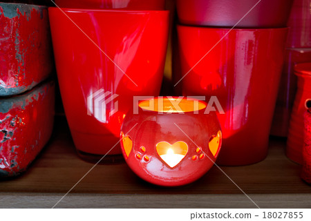 red flowerpots in the florist store red flowerpots in the florist store 18027855