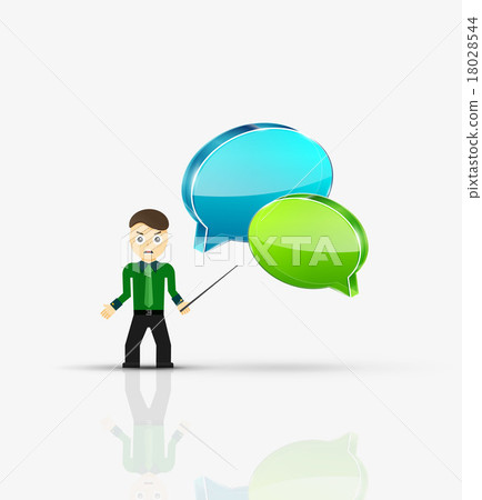 Cartoon businessman with message cloud, thinking Cartoon businessman with message cloud, thinking 18028544