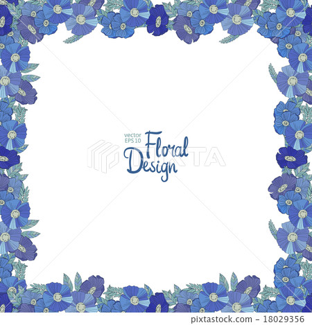 Blue floral border made with wildflowers Blue floral border made with wildflowers 18029356