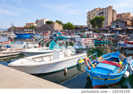 Small wooden fishing boats moored in Ajaccio Small wooden fishing boats moored in Ajaccio 18030109