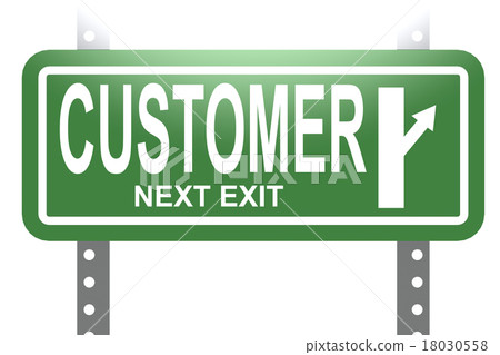 Customer green sign board isolated 18030558