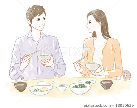 A couple who eats rice - Stock Illustration [18030629] - PIXTA