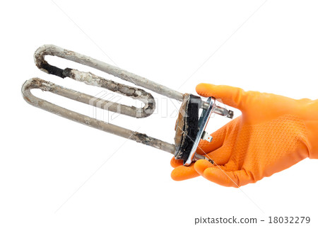 Damaged heating element of washing machine in hand Damaged heating element of washing machine in hand 18032279
