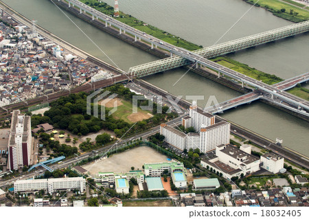 Aerial view of Nishihinboiwa, Katsushika-ku, Tokyo Aerial view of Nishihinboiwa, Katsushika-ku, Tokyo 18032405