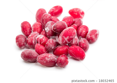 Lots of frozen cornel. Isolated. White background 18032465