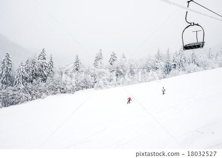 KOLASIN, MONTENEGRO - FEBRUARY 1: Ski slopes among KOLASIN, MONTENEGRO - FEBRUARY 1: Ski slopes among 18032527