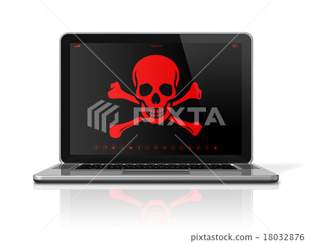 Laptop with a pirate symbol on screen 18032876
