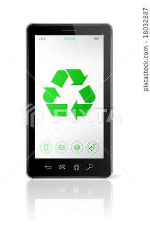 Smartphone with a recycle symbol on screen Smartphone with a recycle symbol on screen 18032887