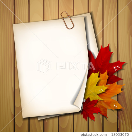 Paper sheet with autumn leaves 18033070