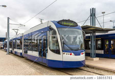 Modern tramway in Almada near Lisbon - Portugal Modern tramway in Almada near Lisbon - Portugal 18033781