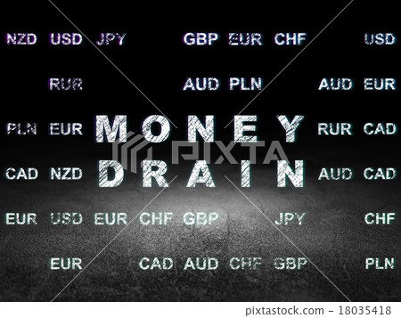 Currency concept: Money Drain in grunge dark room 18035418