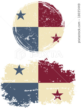 Panamanian round and square grunge flags. Vector Panamanian round and square grunge flags. Vector 18035449