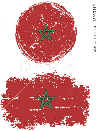 Moroccan round and square grunge flags. Vector 18035510