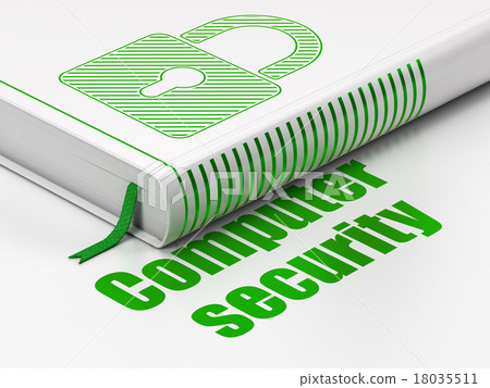 Protection concept: book Closed Padlock, Computer Protection concept: book Closed Padlock, Computer 18035511
