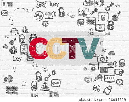 Safety concept: CCTV on wall background Safety concept: CCTV on wall background 18035529