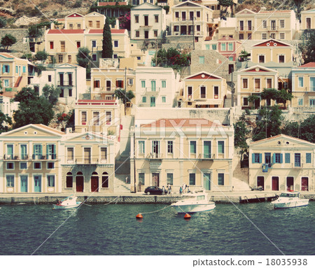 Greece. Island Symi. In instagram style filtered 18035938