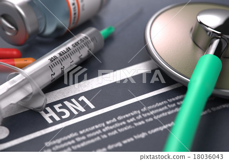 H5N1 - Printed Diagnosis on Grey Background. 18036043