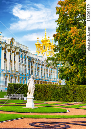 Garden in Catherine's palace in Tsarkoie Selo, Russia 18036359