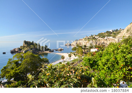 Beautiful island floating in blue and clear Ionian sea, Isola Bella of Taormina Beautiful island floating in blue and clear Ionian sea, Isola Bella of Taormina 18037884
