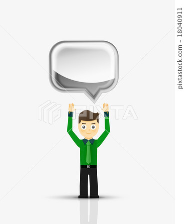 Cartoon businessman with message cloud, thinking Cartoon businessman with message cloud, thinking 18040911